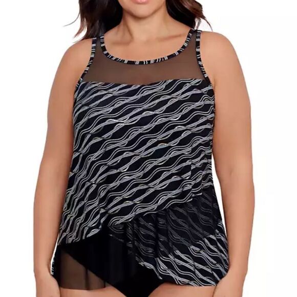 MIRACLESUIT Plus Size Linked In Mirage Underwire Tankini Top swimsuit - Picture 5 of 12